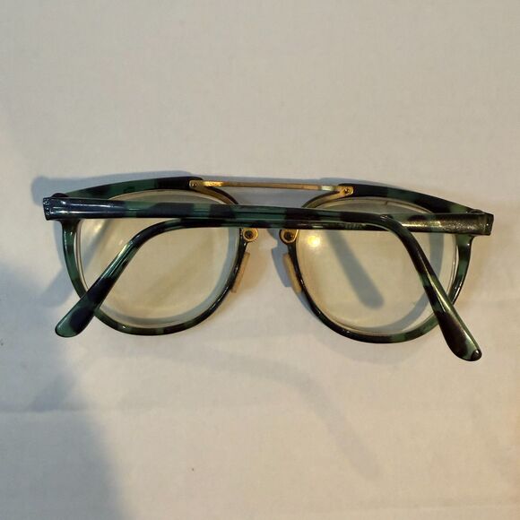Vintage L\'Taiwan Optical Eyeglass Frames Green Tortoise Gold Tone USA Retro main image 6
